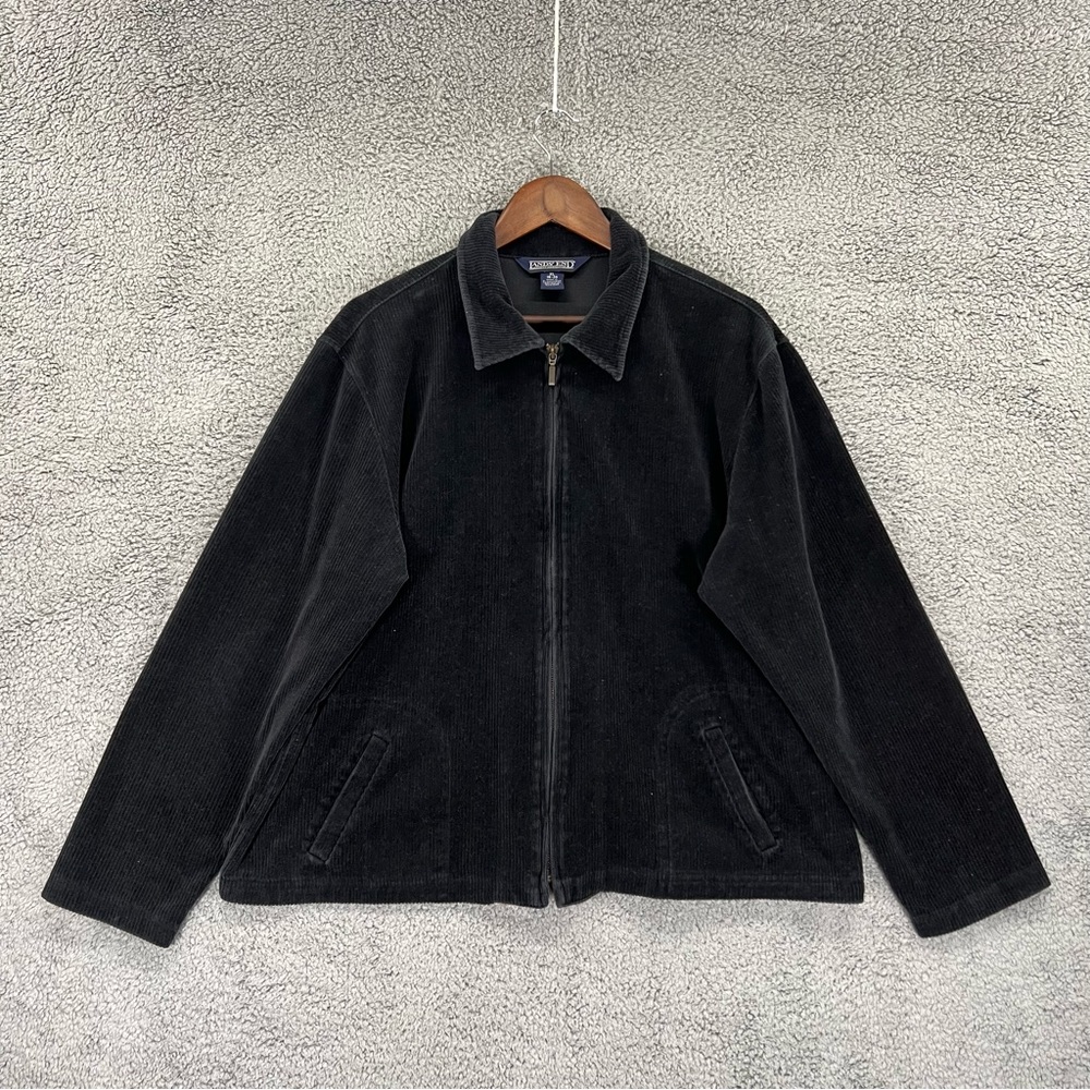 Lands' End Corduroy Jacket Zip Black Women Size Xl (1… Gem